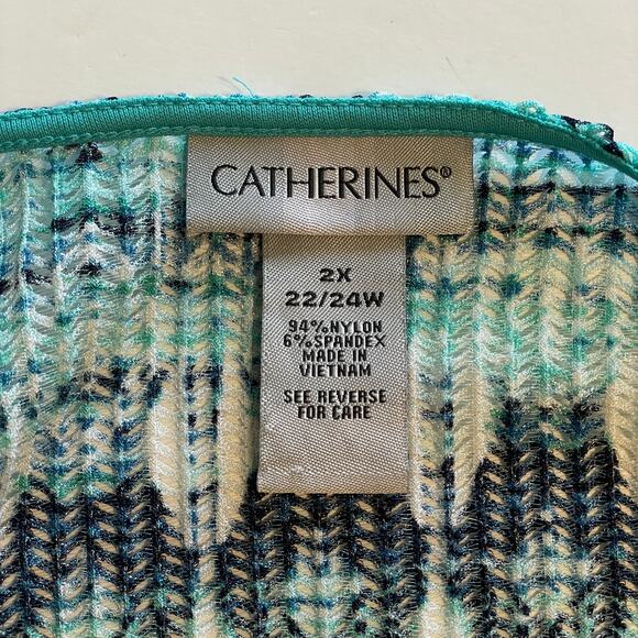 Catherines Open Cardigan Topper Womens Size 2X Teal Blue Aztec Layer Coverup - Picture 4 of 6